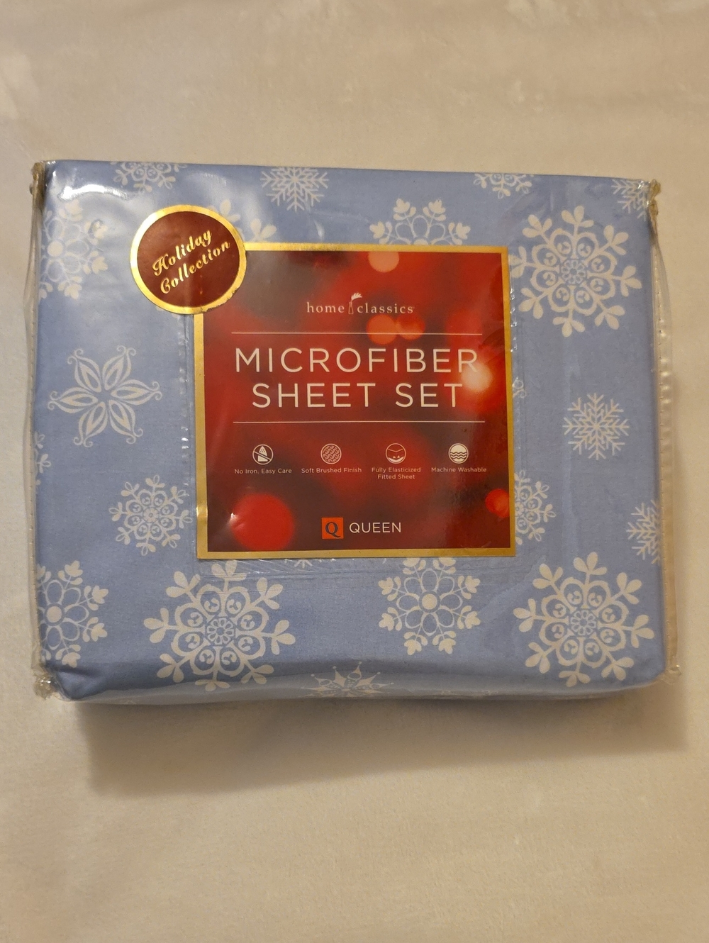 Blue Snowflake Microfiber Sheet Set - Queen- Holidays- Christmas
